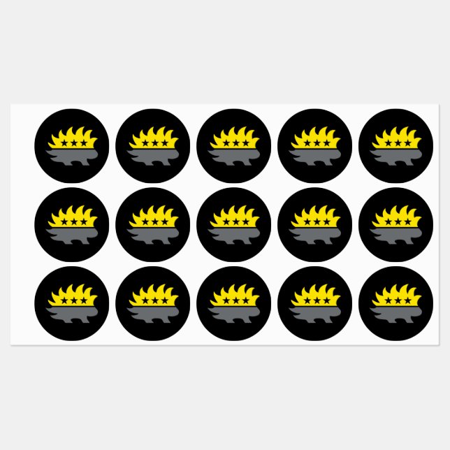 Etiquetas Bandera de Ancap Logo de Porcupine logotipo negro  (Hoja)