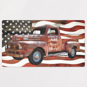 Etiquetas Bandera estadounidense del camión rojo vintage
