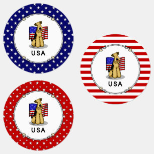 Etiquetas Bandera norteamericana de Estados Unidos Airedale 