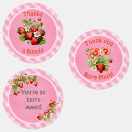 Etiquetas Berry Sweet Pink Gingham Baby Shower