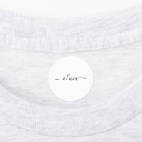 Black White Modern Script Girly Monograma Nombre