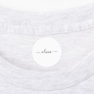 Etiquetas Black White Modern Script Girly Monograma Nombre