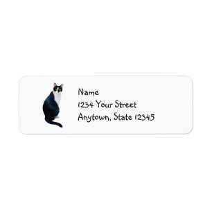 Etiquetas blancos y negros del remite del gato