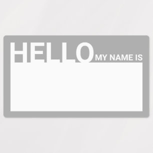 Etiquetas Blank Modern Hola Mi Nombre Es Gris