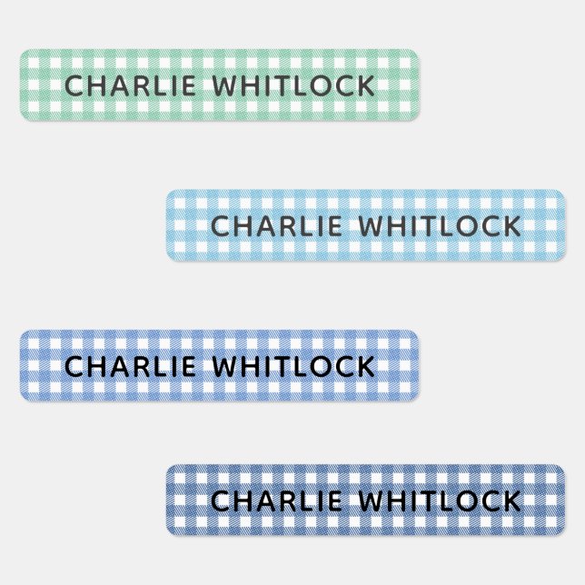 Etiquetas Blues y Verdes Gingham Plaid (Grupo)