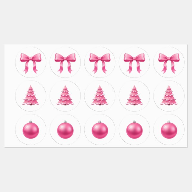 Etiquetas Blush Coquette Navidad Rosa Fiesta (Hoja)