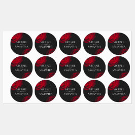 Etiquetas Boda de flores pétalas rojas de escarlata vintage