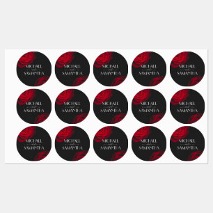 Etiquetas Boda de flores pétalas rojas de escarlata vintage