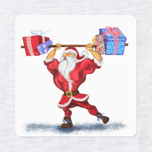 Etiquetas Bodybuilder Santa Gift Navidades divertidos etique