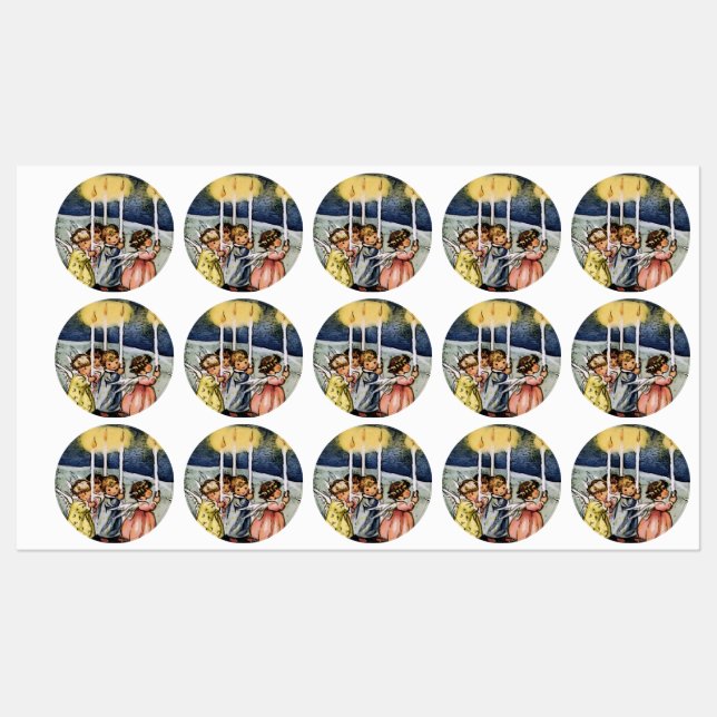 Etiquetas Bonitos ángeles de invierno (Hoja)