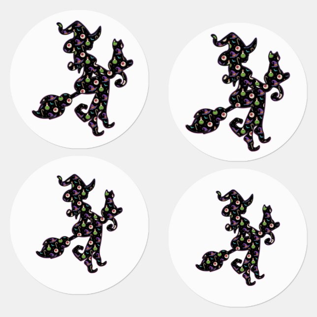 Etiquetas Brujería Y Gato, Halloween (Grupo)
