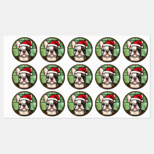 Etiquetas Bulldog Francés Vidrio Pintado Navidad