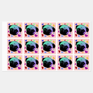 Etiquetas Cachorro Pug PopArt Estilo Retro