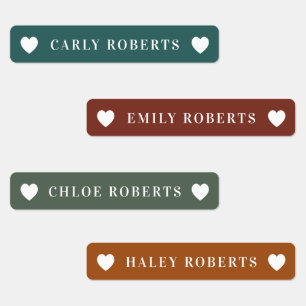 Etiquetas Caída Verde y Naranja Niños del Corazón Nombre imp