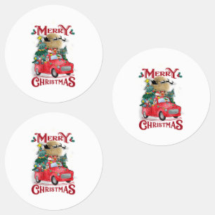 Etiquetas Camión de Santa Cruz Roja Vintage navideña