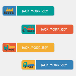 Etiquetas Camiones Lindos Nombre de Niños Coloridos