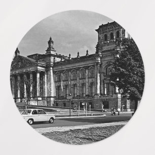 Etiquetas Casa del parlamento del Reichstag de Berlín vintag