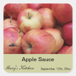 Etiquetas caseras de jarras de salsa de manzana