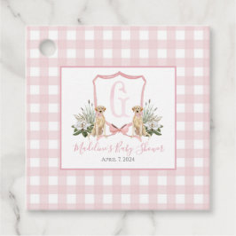 Etiquetas chica Dog Pink Gingham Favor