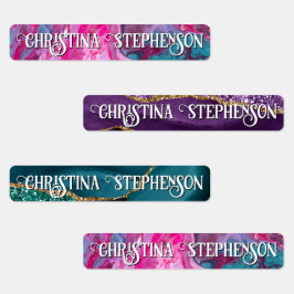 Etiquetas Chicas Agate Marble School Name Guardería infantil