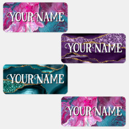 Etiquetas Chicas Agate Marble School Name Guardería infantil