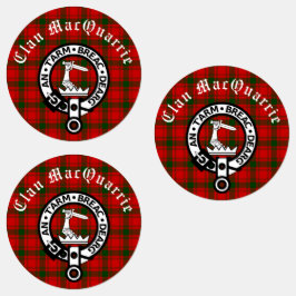 Etiquetas Clan MacQuarrie Tartan y Ronda Escudo