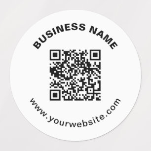 Etiquetas Código QR con nombre de empresa texto circular en 
