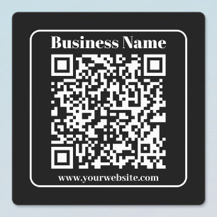 Etiquetas Código QR editable estilo retro moderno blanco y n