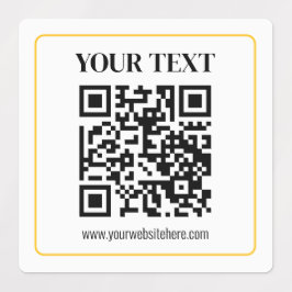 Etiquetas Código QR editable y texto con borde de oro amaril