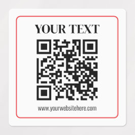 Etiquetas Código QR simple en blanco y negro con borde rojo