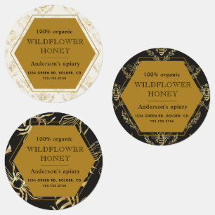 Etiquetas cola de miel de abeja dorada colmenar