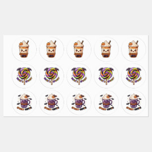 Etiquetas Colección de Stickers de Café y Dulces de Hallowee