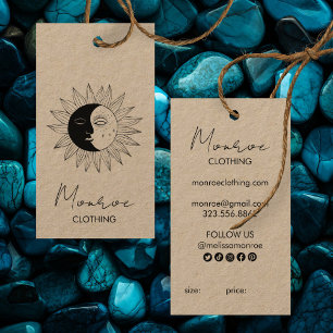 Etiquetas colgantes de arte boho de sol y luna KRA
