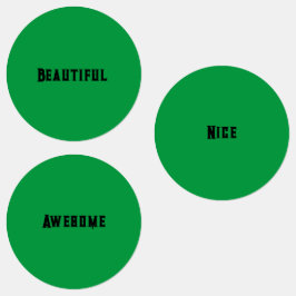 Etiquetas Color verde con un círculo medio de texto negro