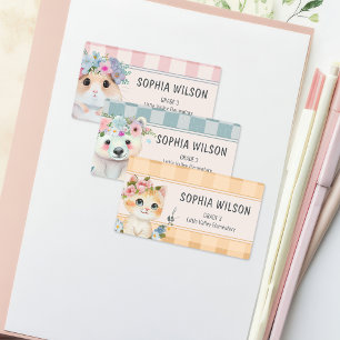 Etiquetas con Animales Adorables en Cuadros Floral