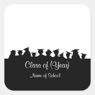 Etiquetas con siluetas de nombre de graduación o r