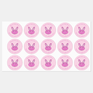 Etiquetas Conejito Cara de Niña Bebé Rosa Pascua de Resurrec