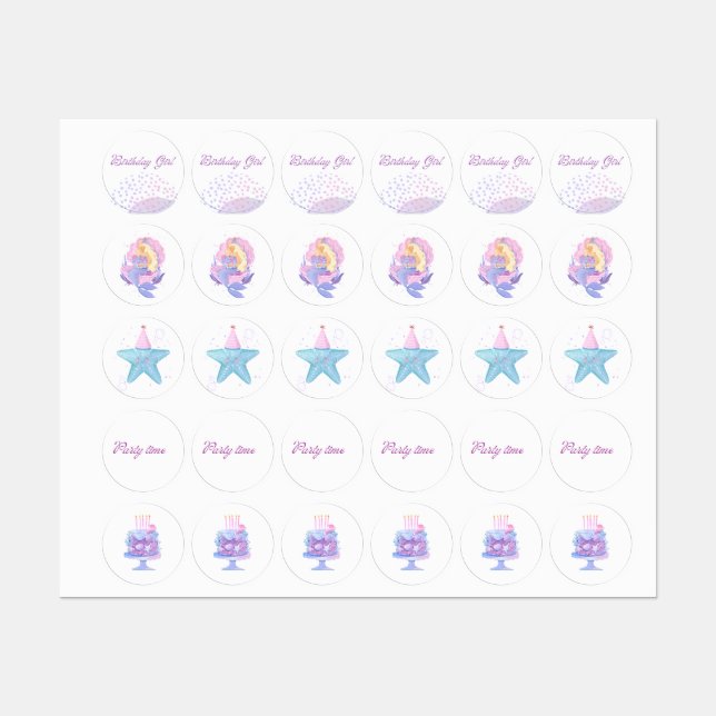 Etiquetas Conjunto de Stickers de Sirena (Hoja)