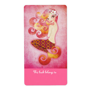 Etiquetas Coraleen Mermaid Bookplate