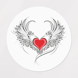 Etiquetas Corazón de Ángel Rojo con alas
