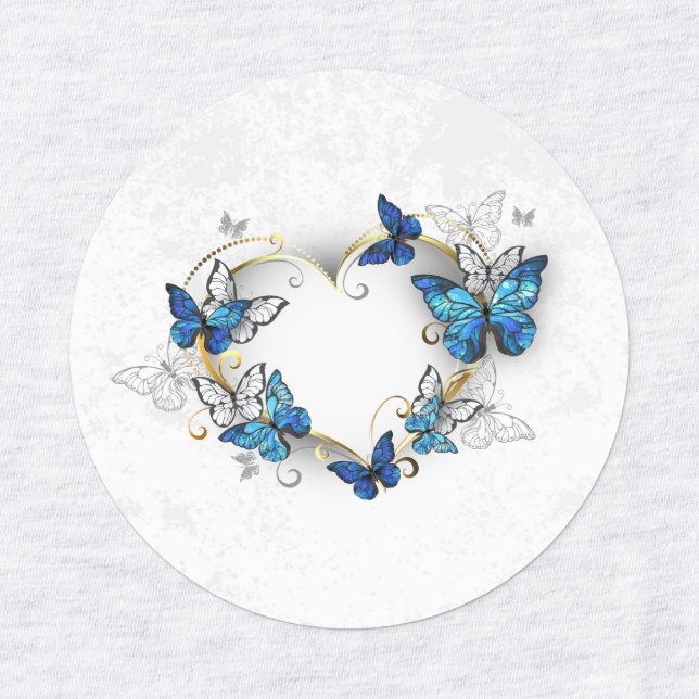Etiquetas Corazón de joyas con mariposas Morfo (Diseño 1)