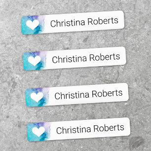 Etiquetas Corazón de la ropa de tela de color acuático de 