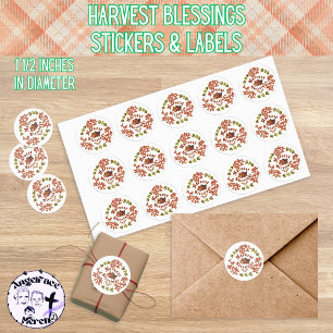 Etiquetas Cosecha Bendiciones Vintage Frutas de Otoño 