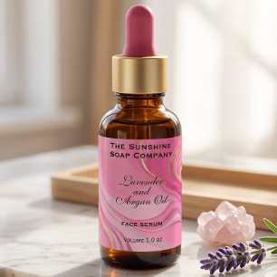 Etiquetas Cosméticos impermeables rosa y dorado Botella de p