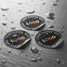 Custom 30 Business Logo, Black Waterproof Stickers