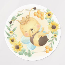 Etiquetas Cute Bumble Bee and Sunflowers