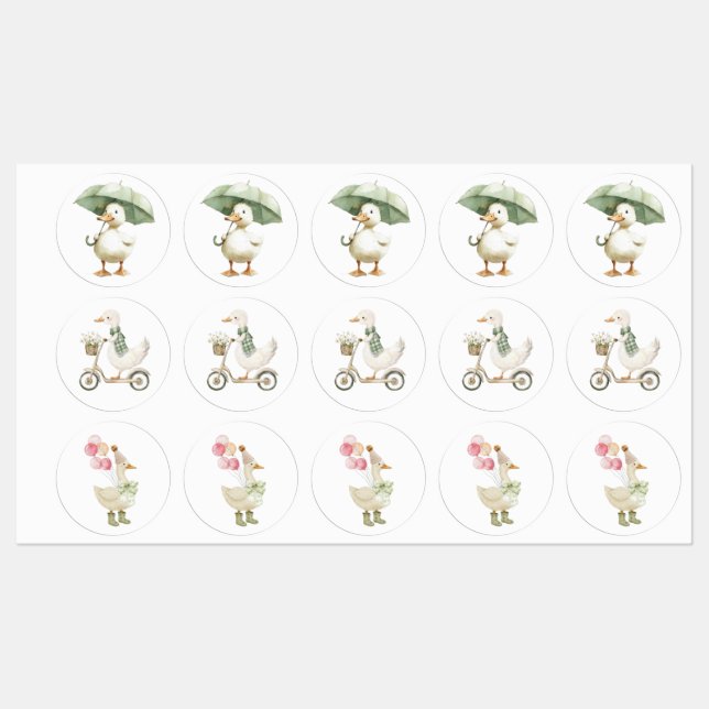 Etiquetas Cute Duck Stickers (Hoja)
