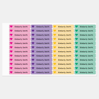 Etiquetas Cute Heart Custom  Skinny  Name Labels - Iron On -