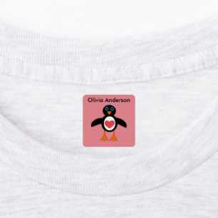 Etiquetas Cute Love Heart Penguin Personalizado Clothing