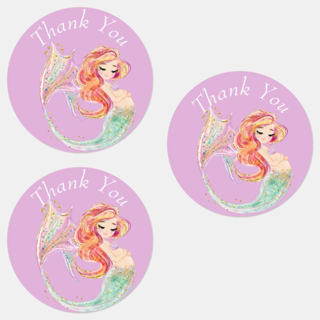 ETIQUETAS CUTE MERMAID BABY SHOWER PINK (Grupo)
